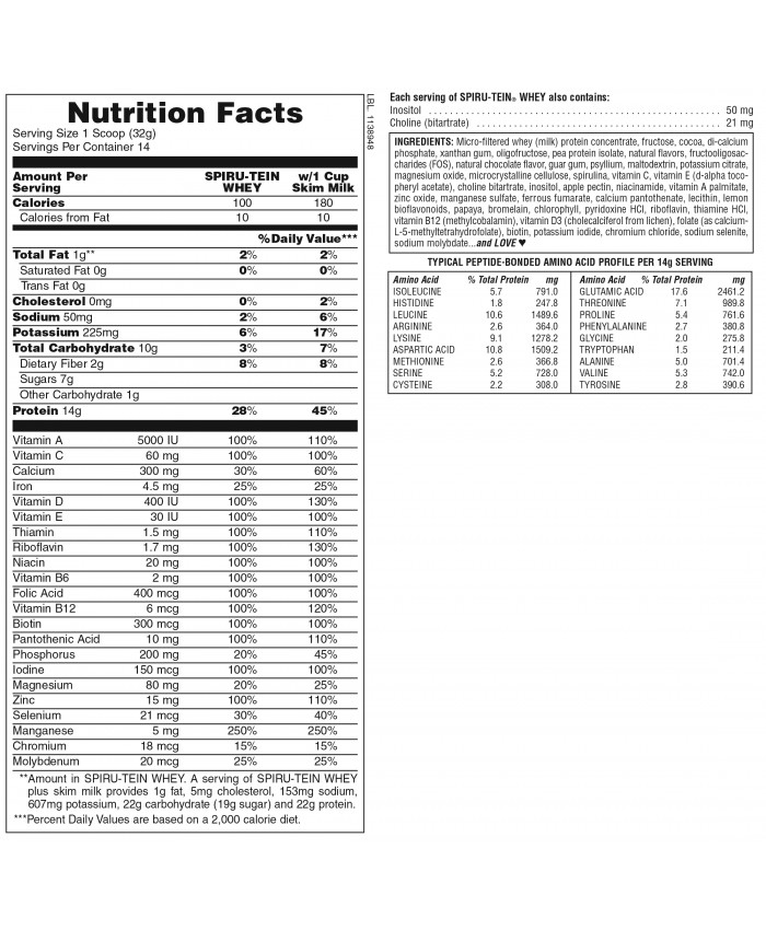 Nature’s Plus Spiru-Tein Whey Chocolate 448gr